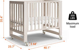 MAMAZING EvoNest Baby Crib, 6 in 1 Convertible Mini Crib with Wheels, 100% New Zealand Pinewood Growing Bed, 4 Adjustable Mattress Heights,Walnut Brown (Washed Natural)