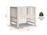 MAMAZING EvoNest Baby Crib, 6 in 1 Convertible Mini Crib with Wheels, 100% New Zealand Pinewood Growing Bed, 4 Adjustable Mattress Heights,Walnut Brown (Washed Natural)
