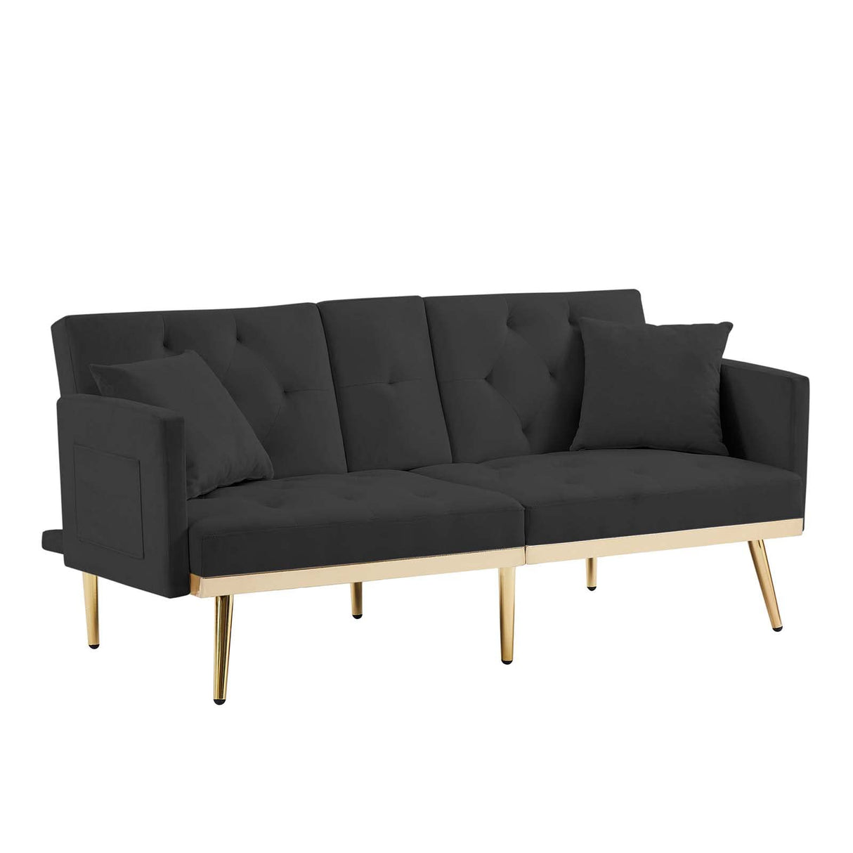 69''Convertible Futon Sofa Bed, Modern Folding Velvet Sleeper Couch Bed
