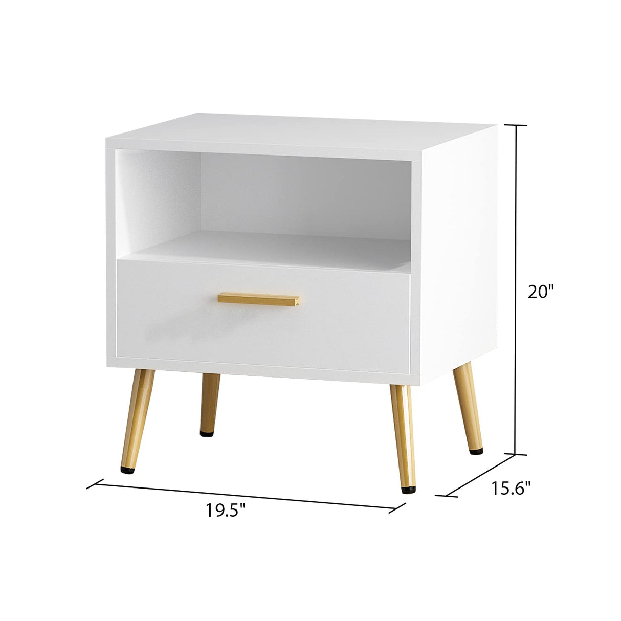 Nightstand Set of 2 Modern Bedside Table with Metal Legs Minimalist