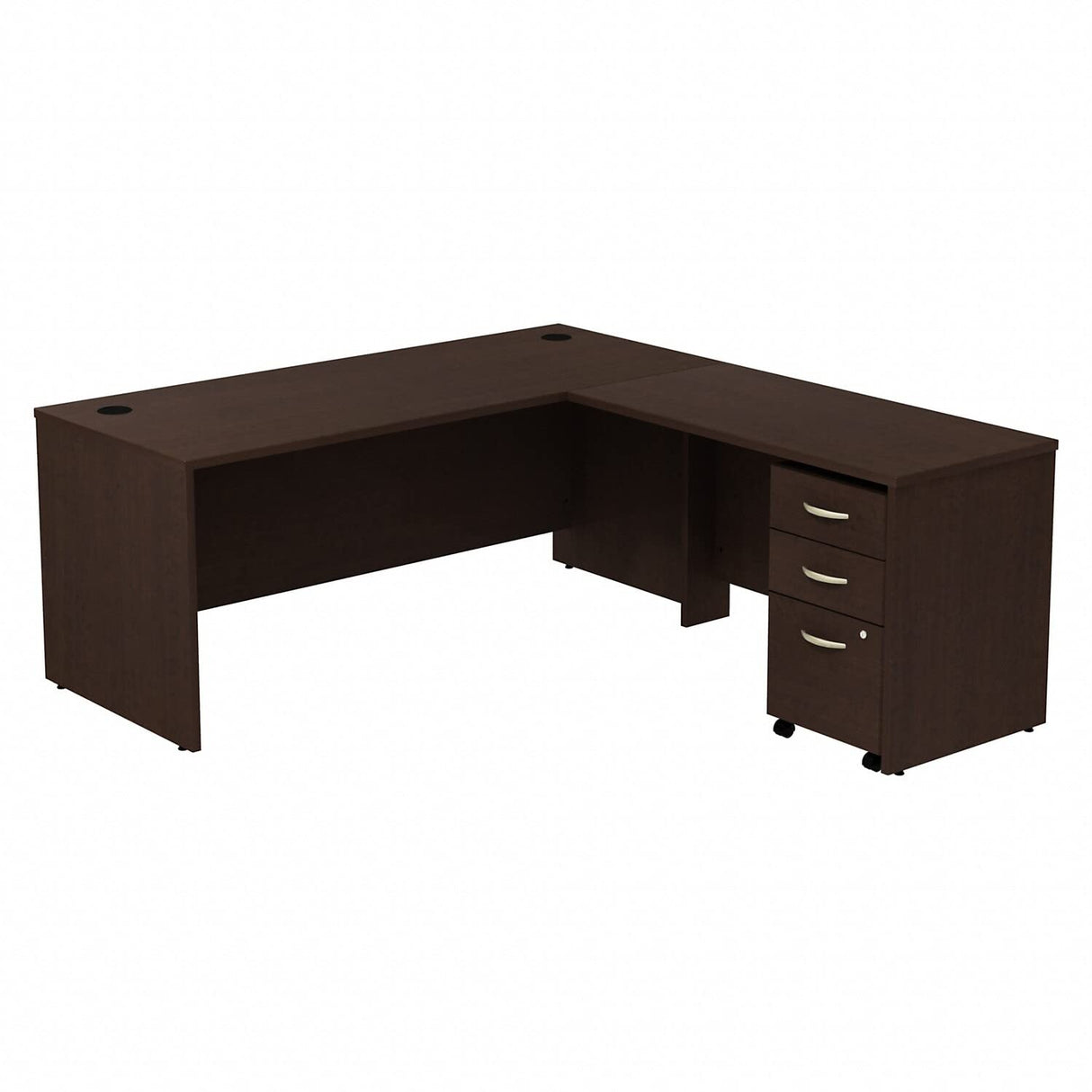 Series C 72W L Shaped Desk with 48W Return and Mobile File Cabinet in Mocha Cherry