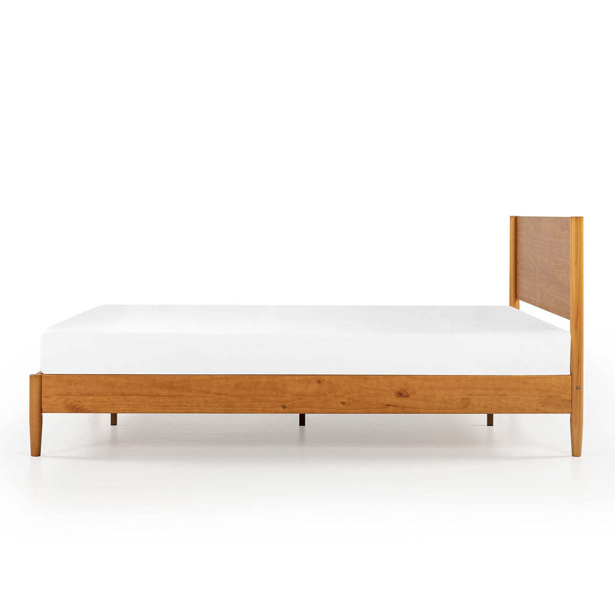 Mid-Century Wood Platform Bed Frame with Solid Wood Foundation - Full Size