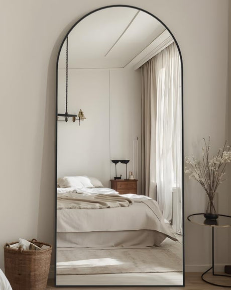 Full Length Mirror, 68"x26" Arched Floor Mirror Freestanding, Floor Standing Mirror