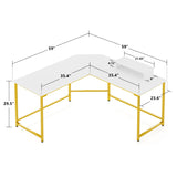59" L Shaped Desk Corner Computer Desk Gaming Table with Monitor Stand Workstation