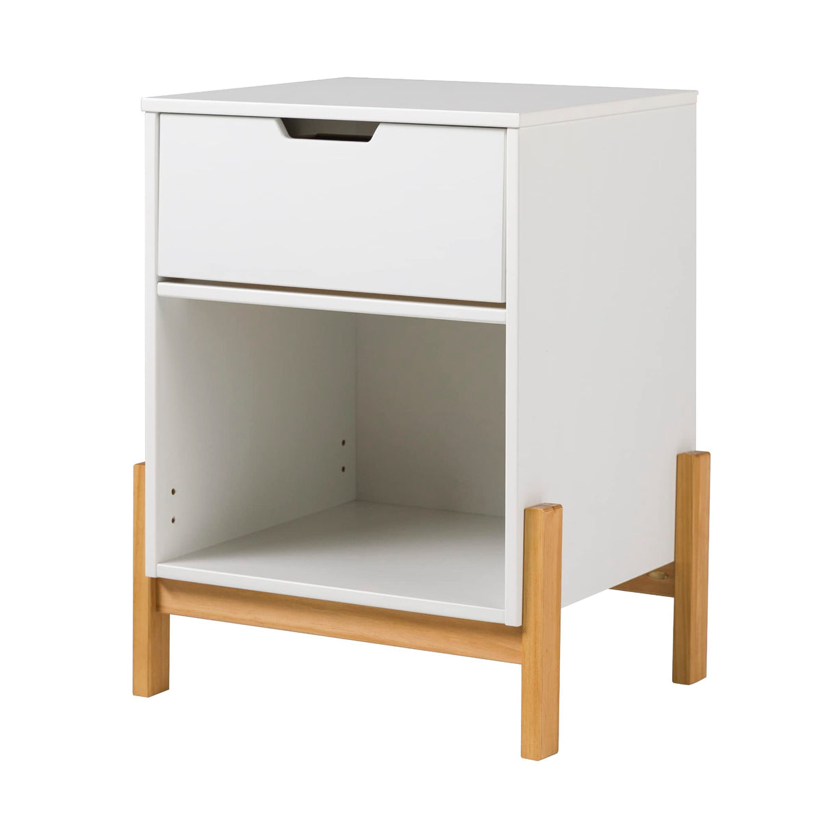 Freja Scandi Minimalist 1-Drawer Solid Wood Nightstand, 16 Inch, White