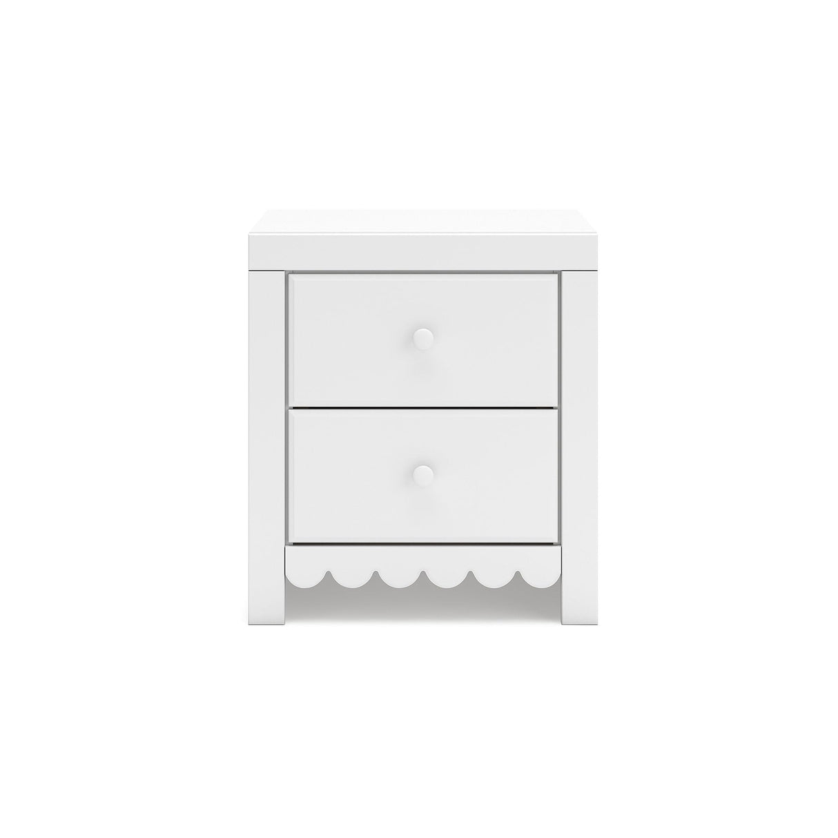 Mollviney Minimalist 2 Drawer Nightstand with USB Ports, White