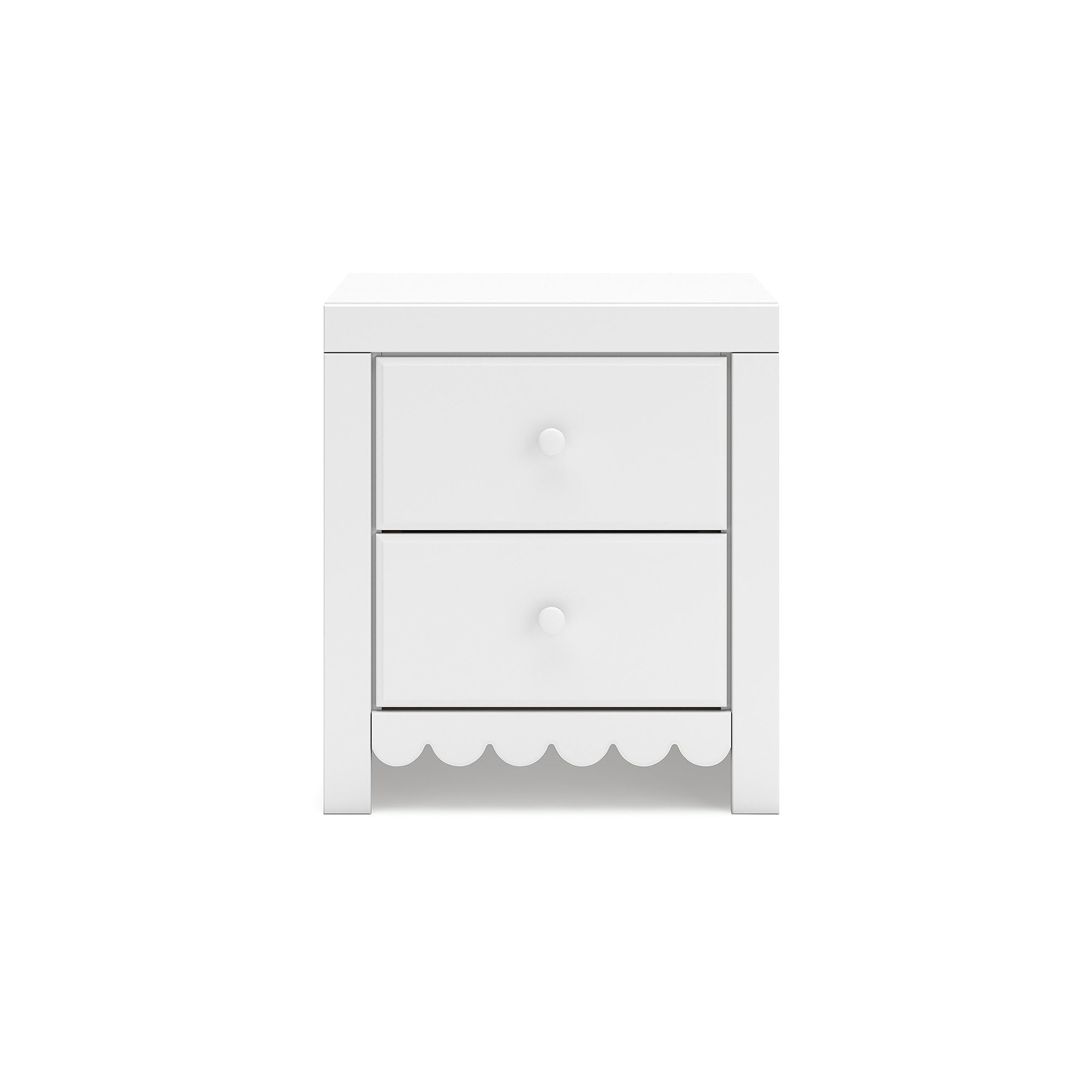 Mollviney Minimalist 2 Drawer Nightstand with USB Ports, White