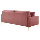 Juliana Performance Velvet Upholstered Sofa in Dusty Rose