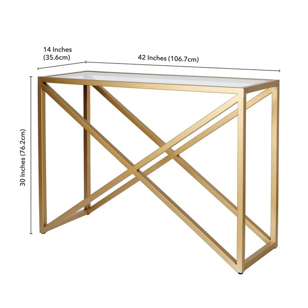 Geometric Metal Console Table in Brass