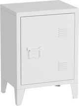 Modern End Side Table Steel Bedside Storage Cabinet with Shelf Easy Assembly for Living