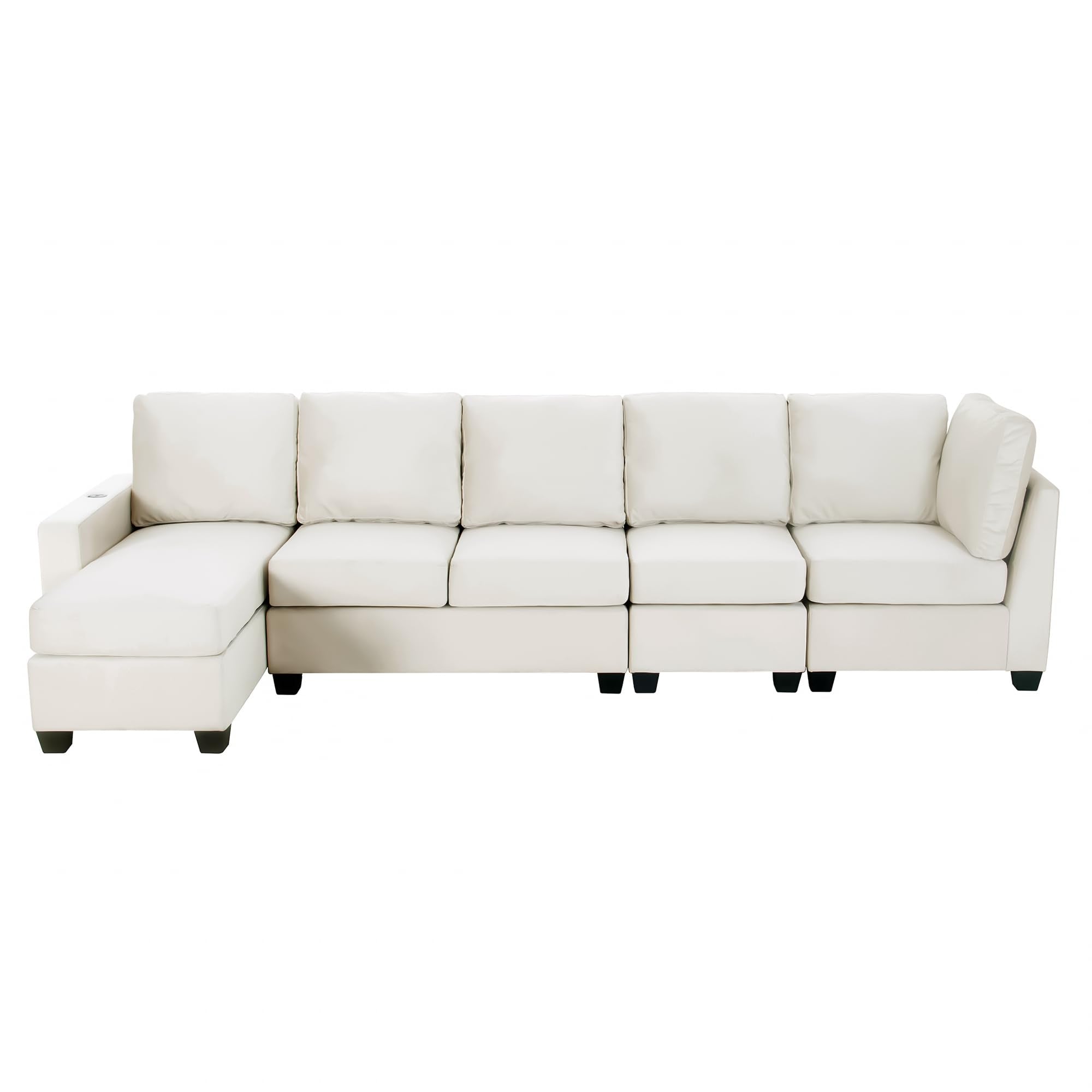 L-Shape Sectional Sofa Set, Modern 6-seat Velvet Fabric Couch