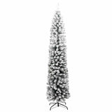 Slim Artificial 7ft Christmas Tree with Flocked Snow - Green PVC Indoor and Outdoor