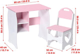 Kids Desk and Chair Set, Children Study Desk with Storage Shelf