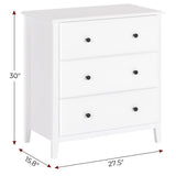 White Dresser for Bedroom, 27.5''W Dresser with 3 Drawers, Modern Chest of Drawers