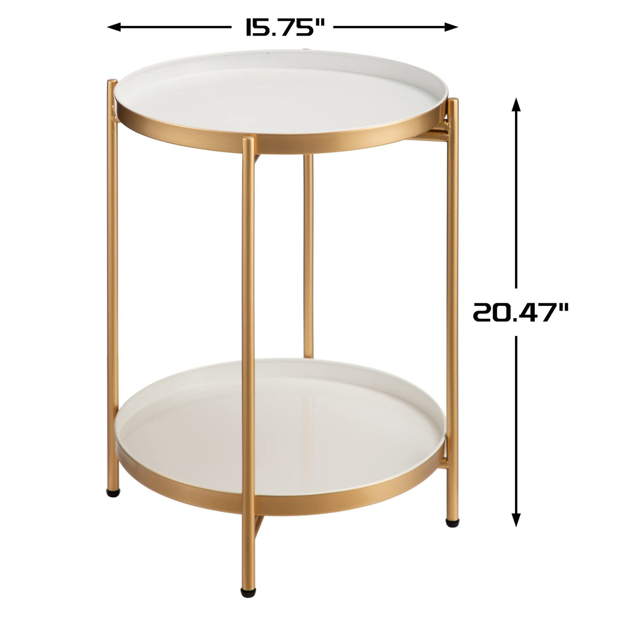 2-Tier Round Metal End Side Table, Accent Anti-Rust Simplistic Sofa Table