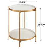 2-Tier Round Metal End Side Table, Accent Anti-Rust Simplistic Sofa Table