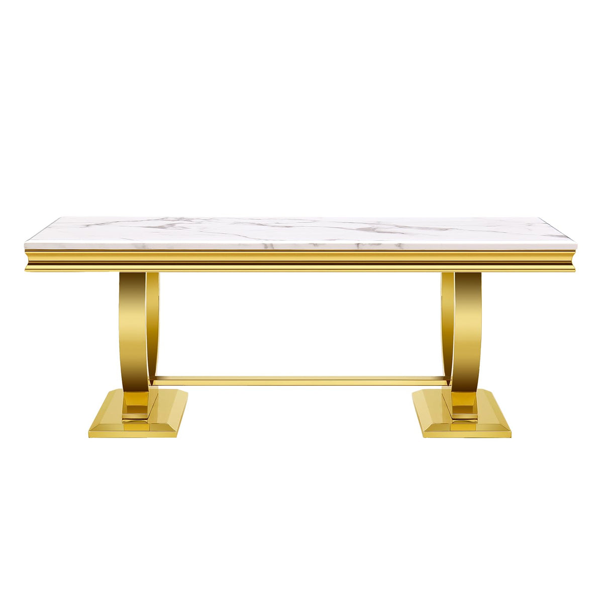 Gold Coffee Table, White and Gold Rectangle Living Room Tea Table