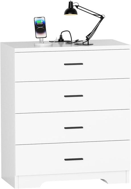 Dresser with Power Outlets Wooden 6 Drawer Dresser with USB and Type