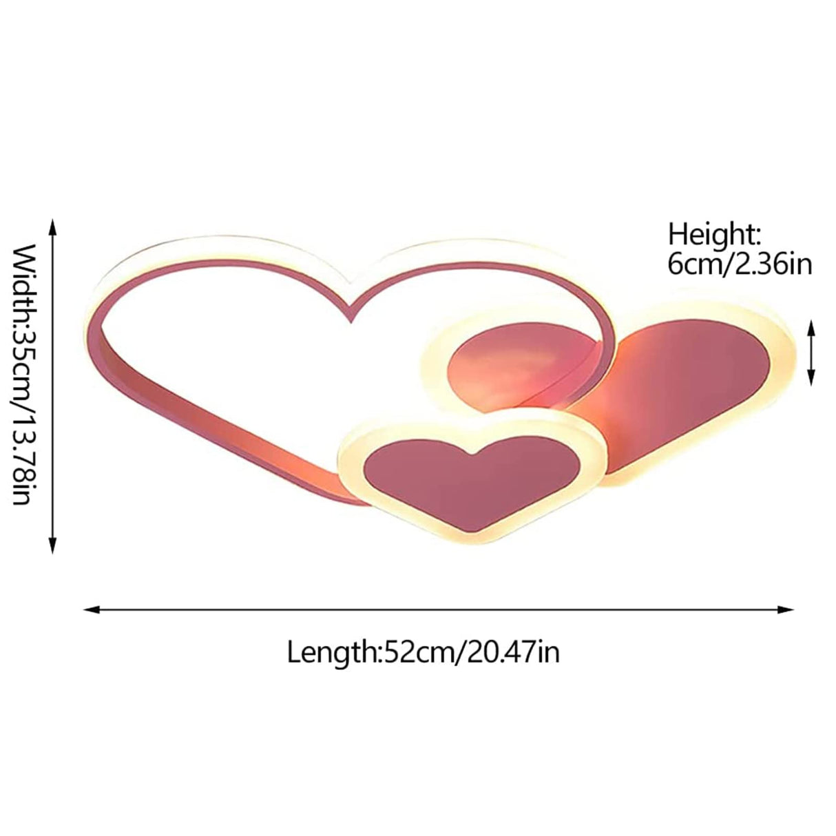 Heart Shaped LED Ceiling Light - Dimmable Kids Room Chandelier