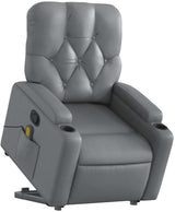 Gray Faux Leather Power Lift Massage Recliner - Electric Stand-Up Assist, Manual Tilt,