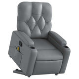 Gray Faux Leather Power Lift Massage Recliner - Electric Stand-Up Assist, Manual Tilt,