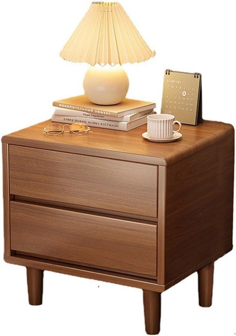 Nightstand, Solid Wood Bedside Table, 2 Drawer Mid Century Modern Nightstand