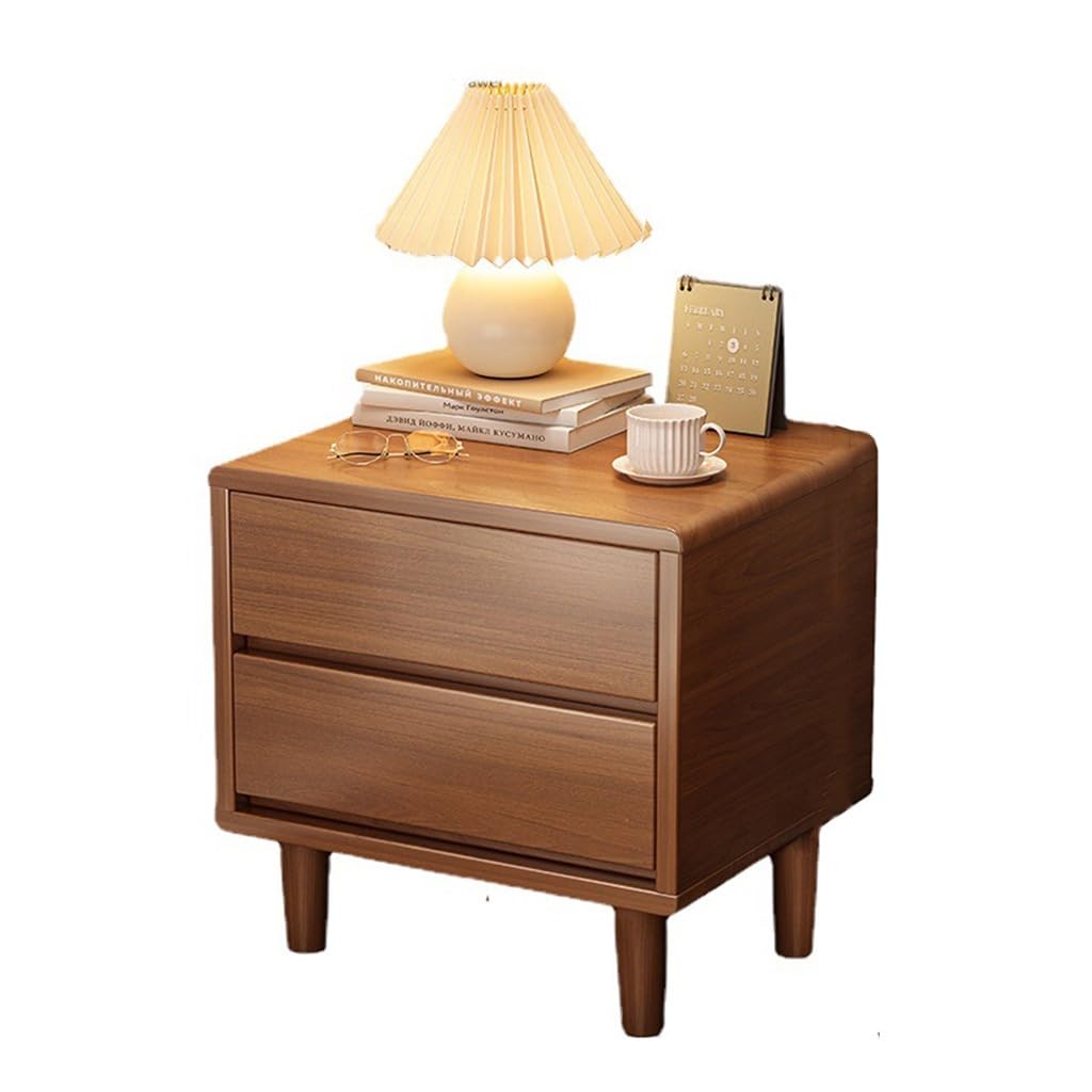 Nightstand, Solid Wood Bedside Table, 2 Drawer Mid Century Modern Nightstand