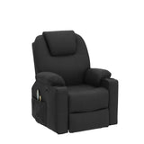 Power Lift Chair Electric Recliner for Elderly Heated Vibration Massage Faux Leather Recliner Chair with 2 Remote Controls, Cup Holders, Side Pockets & USB Ports for Living Room (Black)