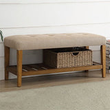 Charla Bench in Beige and Oak