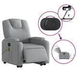 Electric Lift Massage Recliner Chair - Light Gray Fabric, Power Lift-Up & Reclining, 6-Point