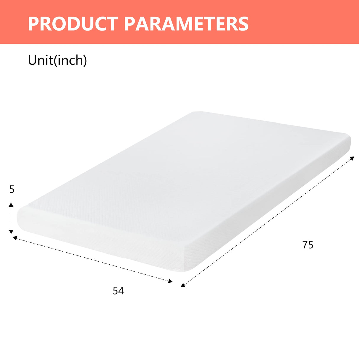 5 Inch Gel Memory Foam Mattress Medium-Firm Mattress for Pressure Relief & Cooler Sleep