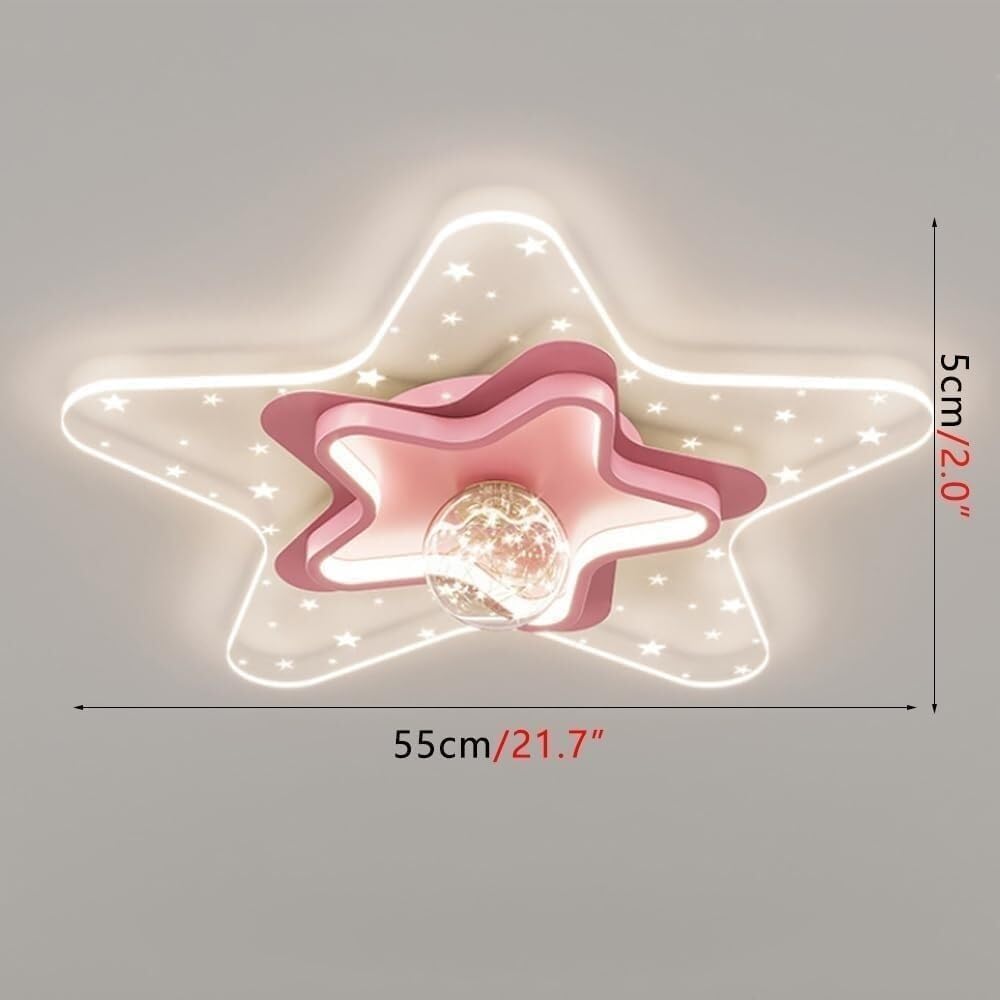 Dimmable Star LED Flush Mount Ceiling Light for Girls Bedroom