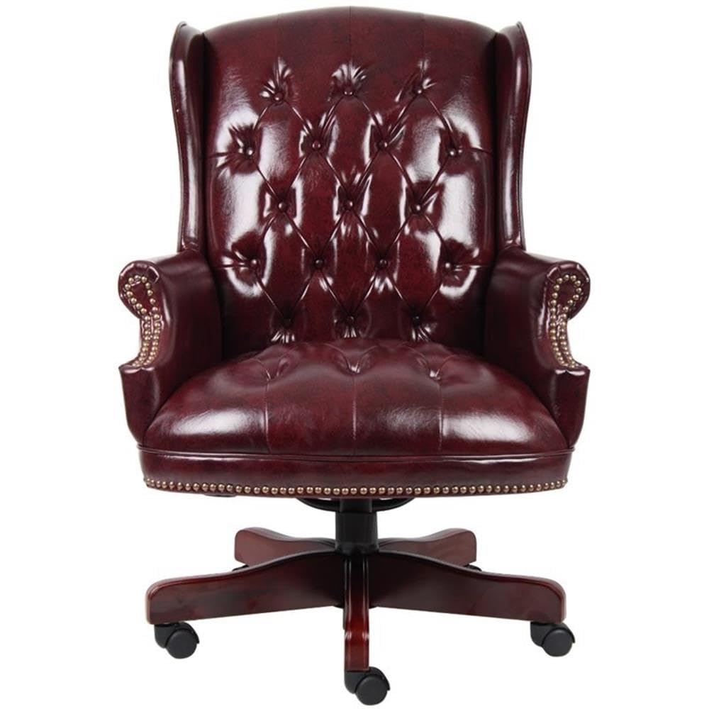 Traditional Faux Leather High Back Tufted Executive Chair - Red