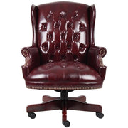 Traditional Faux Leather High Back Tufted Executive Chair - Red