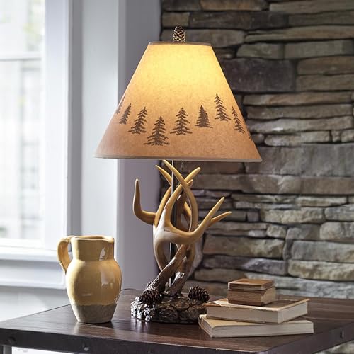 Rustic Antler Table Lamp Set - 2 Pack Brown Cabin Style