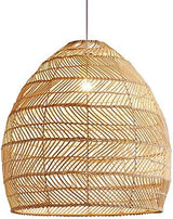 Ceiling Pendant Light, Curved Bamboo Semi Flush Light 1 Bulb Beige Ceiling Suspension