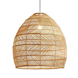 Ceiling Pendant Light, Curved Bamboo Semi Flush Light 1 Bulb Beige Ceiling Suspension