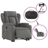 Stand Up Massage Recliner Chair - Dark Gray Fabric, Lift Assist Armchair for Elderly, 135° Recline, 6-Point Vibration, Cup Holders