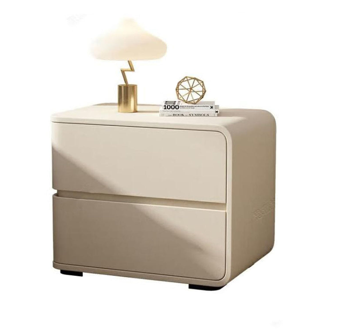 Modern Leather Bedside Table, Solid Wood Bedroom Feel, Safety Free, Fully Furnished