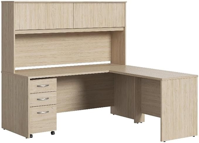 Studio C L Shaped Desk with Hutch, Mobile File Cabinet and Return, 72W x 30D
