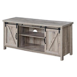 Farmhouse Barn Door 52" TV Stand Entertainment Console in Rustic Wood Wash