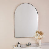 Brushed Nickel Arched Mirror, 24x36’’ Arched Bathroom Mirror, Arch Wall Mirror