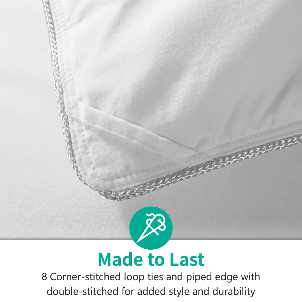 APSMILE Luxury Feathers Down Comforter Oversized Queen Size, Ultra-Soft 750 Fill-Power Duvet Insert for Winter, Heavy Weight Comforter, Fluffy Down Comforter for Bed (98x98, White)