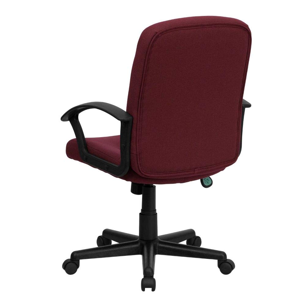 Garver Mid-Back Burgundy Fabric Executive Swivel Office Chair with Nylon Arms