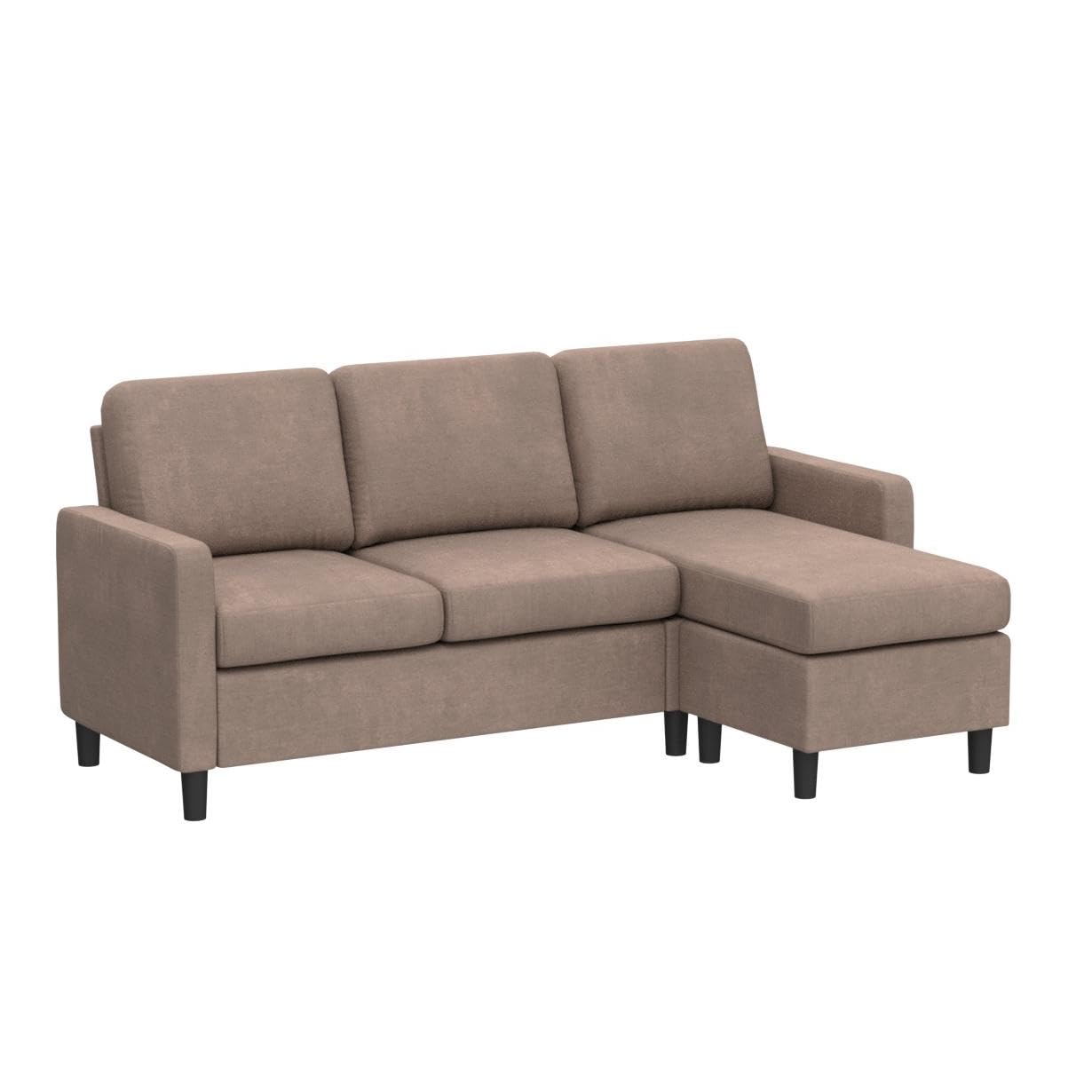 Convertible Sectional Sofa Couch, Modern Linen Fabric L-Shaped Couch 3-Seat Sofa