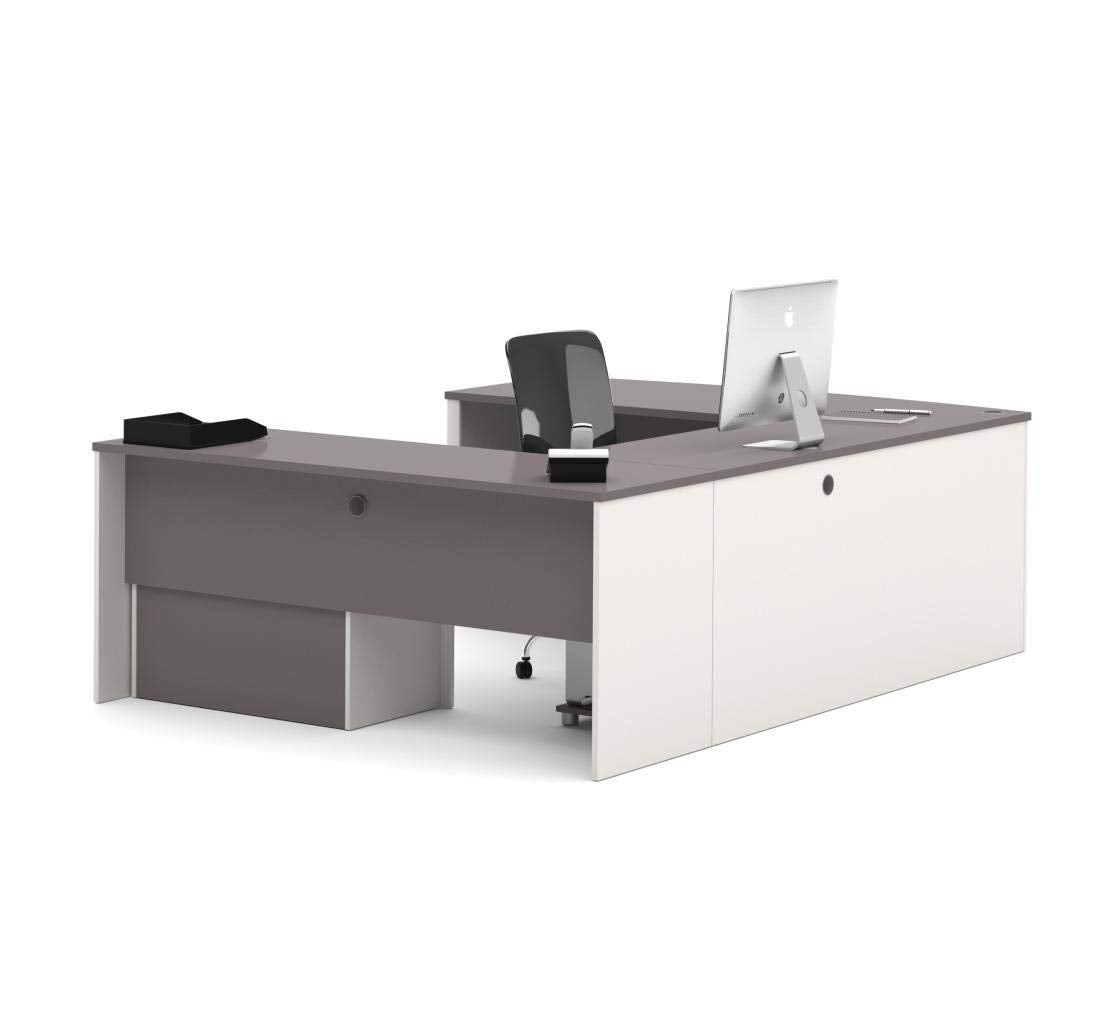 Connexion U-Shaped Executive Desk with Lateral File Cabinet, 72W, Slate/Sandstone