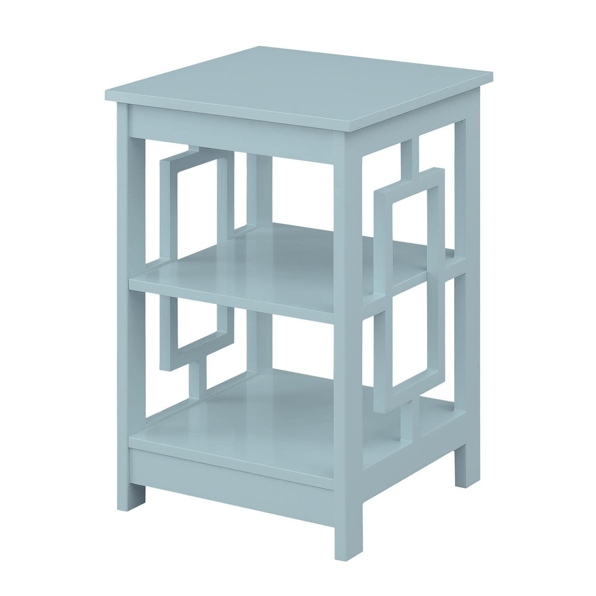 Town Square End Table with Shelves, 15.75" L x 15.75" W x 23.5" H, Sea Foam