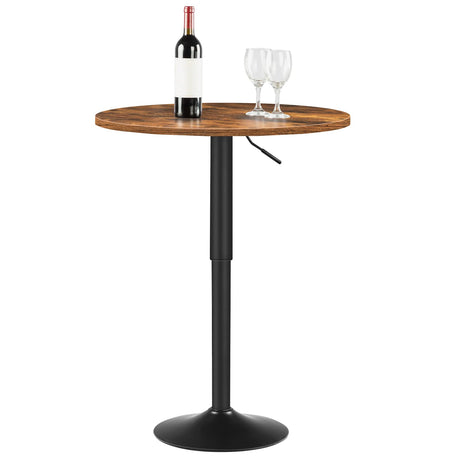 Bar Table, Height-Adjustable Round Pub Table 27-35.4 Inches, Cocktail Table