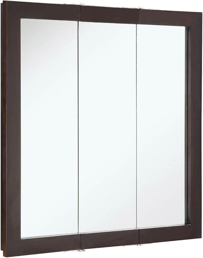 36 Inch Ventura Bathroom Medicine Cabinet, Wall Mounted, Mirror, Brown, 541359-ESP