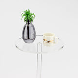 Acrylic Drink End Table, Clear Drink Table for Small Spaces with Anti-Slip Pads